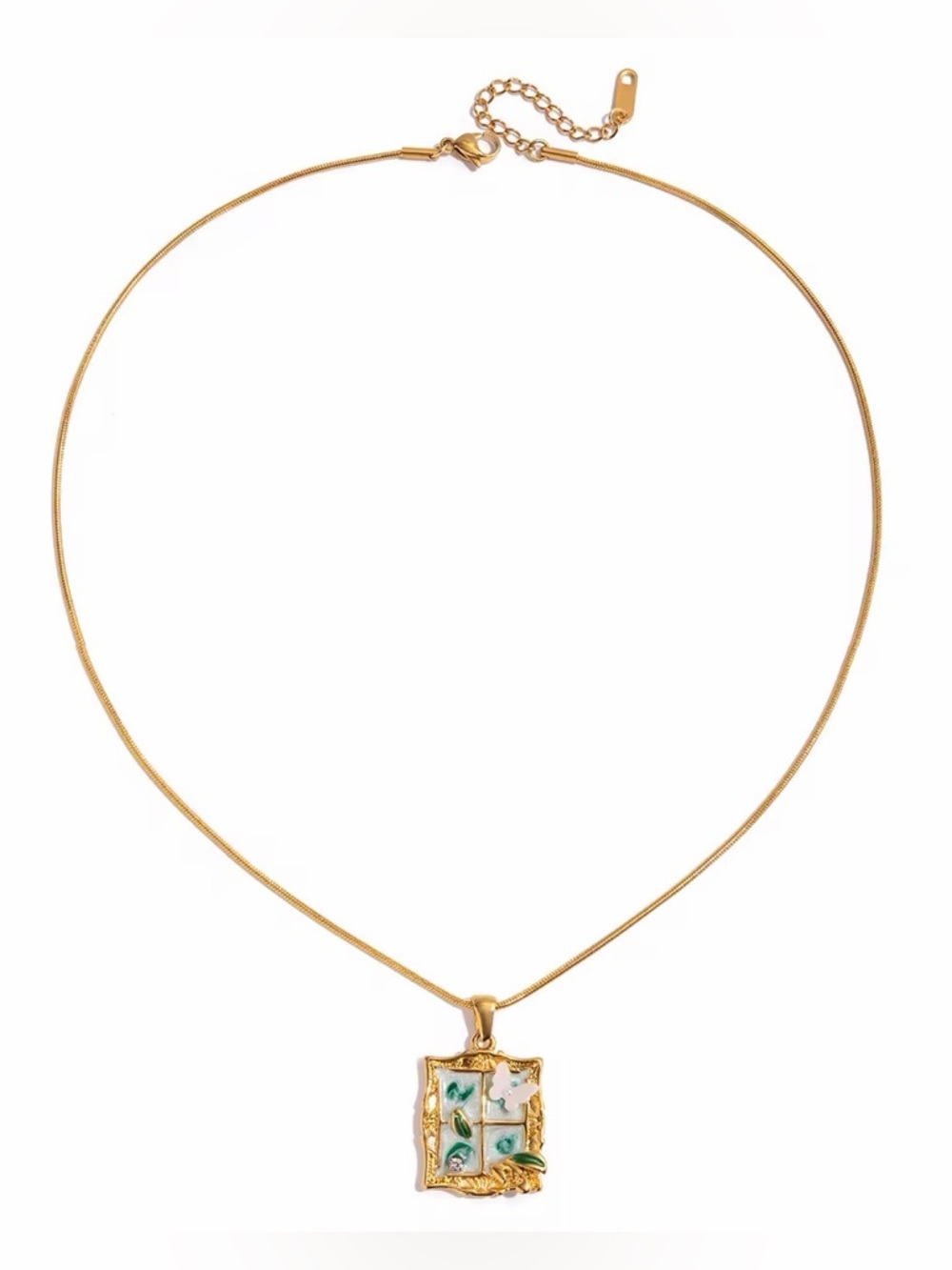 18K Gold Plated Vintage Inspired Window Frame Pendant Necklace - Picture 6 of 8